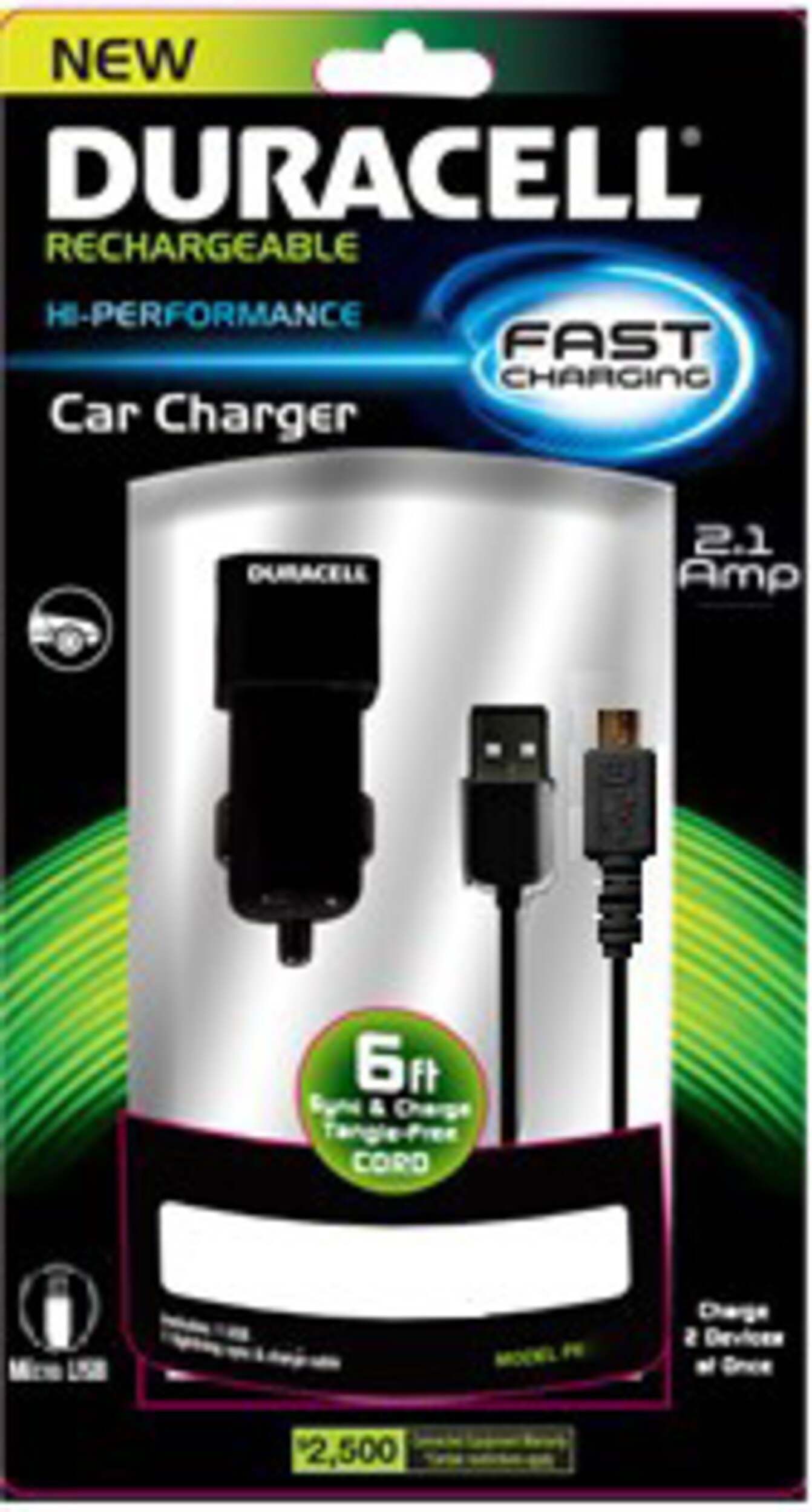 Duracell 12V USB Charger, 6-ft