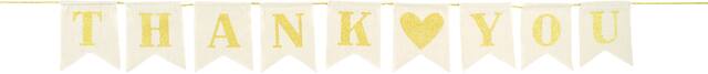 "Thank You" Pennant Hanging Garland Banner Decoration, Gold, 11.25-in, for Graduation/Teacher