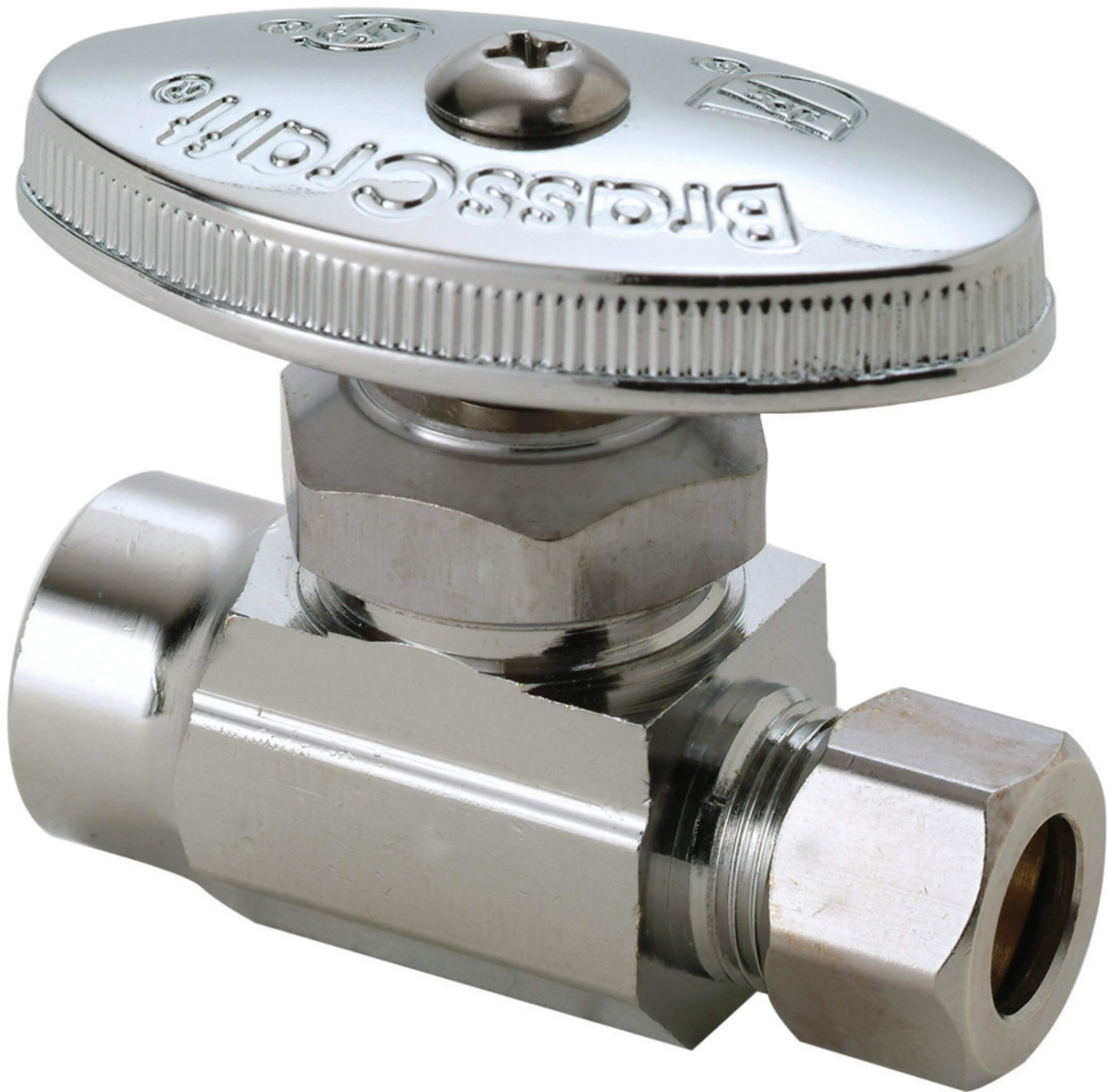BrassCraft Chrome Plated Brass Straight Valve, 1/2-in Nom. Sweat x 3/8-in OD Comp.