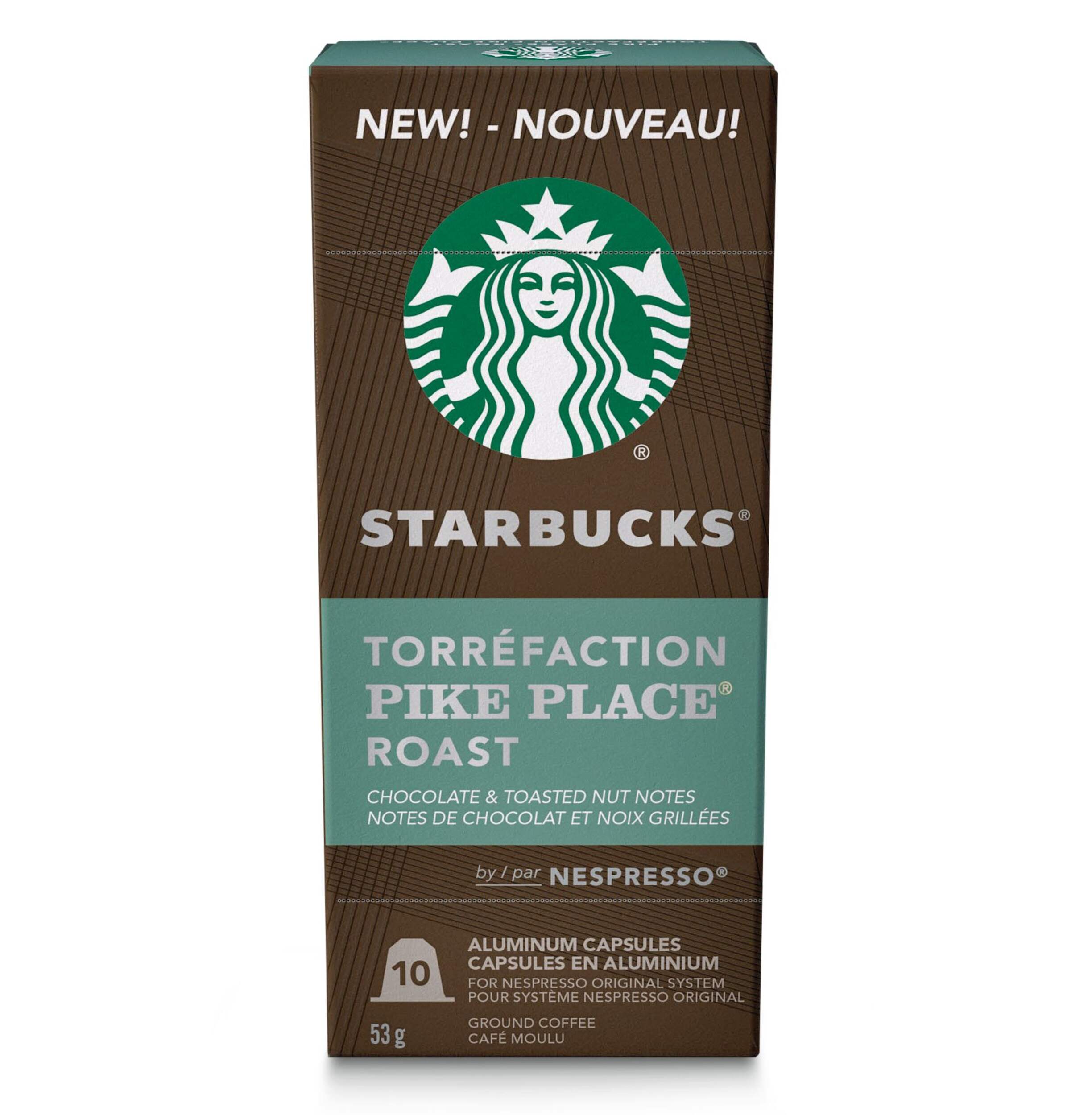Nespresso Starbucks Pike Place Roast Coffee Capsules, 53-g, 10-pk