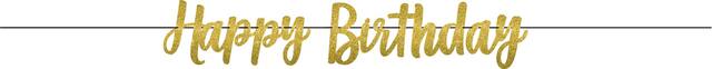 "Happy Birthday" Glitter Hanging Garland Banner Decoration, Gold, 12-ft, for Birthday Party