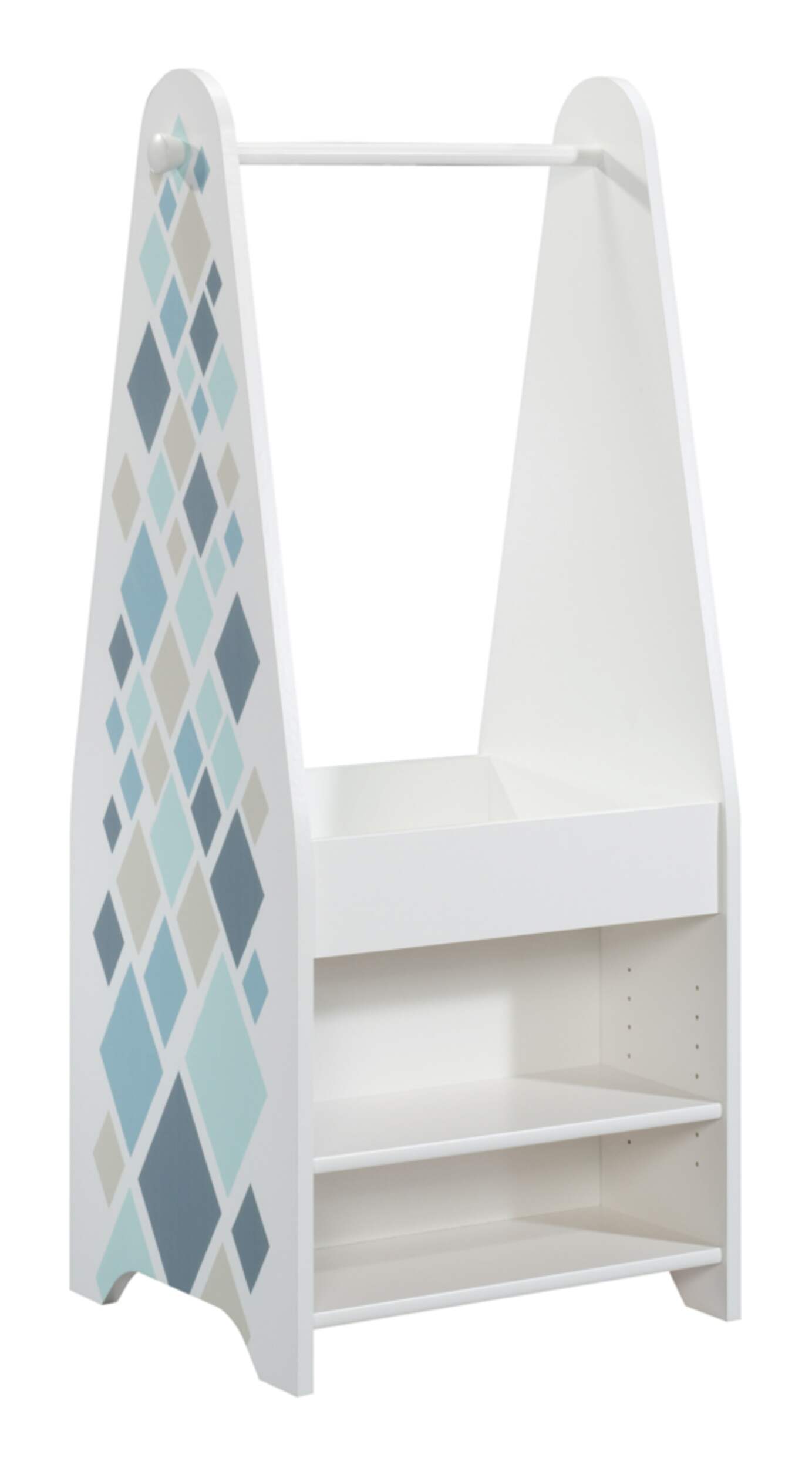 Sauder Pinwheel Kids Freestanding Open Wardrobe/Clothing Rack With Hanging Rod, Soft White