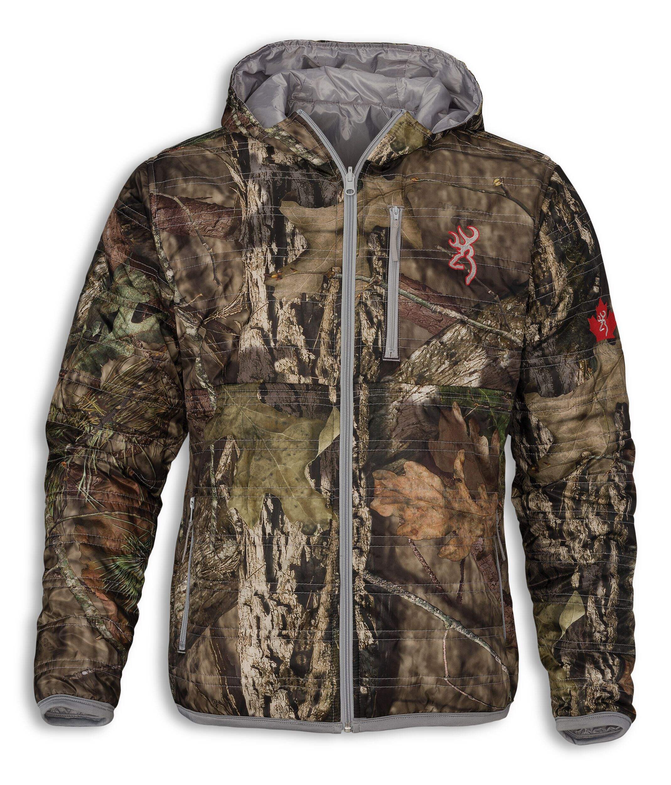 Browning Unisex Insulated Reversible Hunting Jacket with Hand Warmer Pockets, Camo/Grey