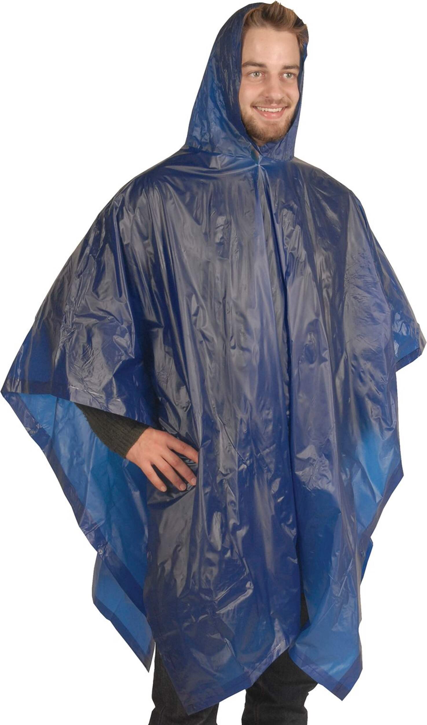 Adult Reversible Vinyl Poncho with Attached Hood for Camping/Fishing, One Size