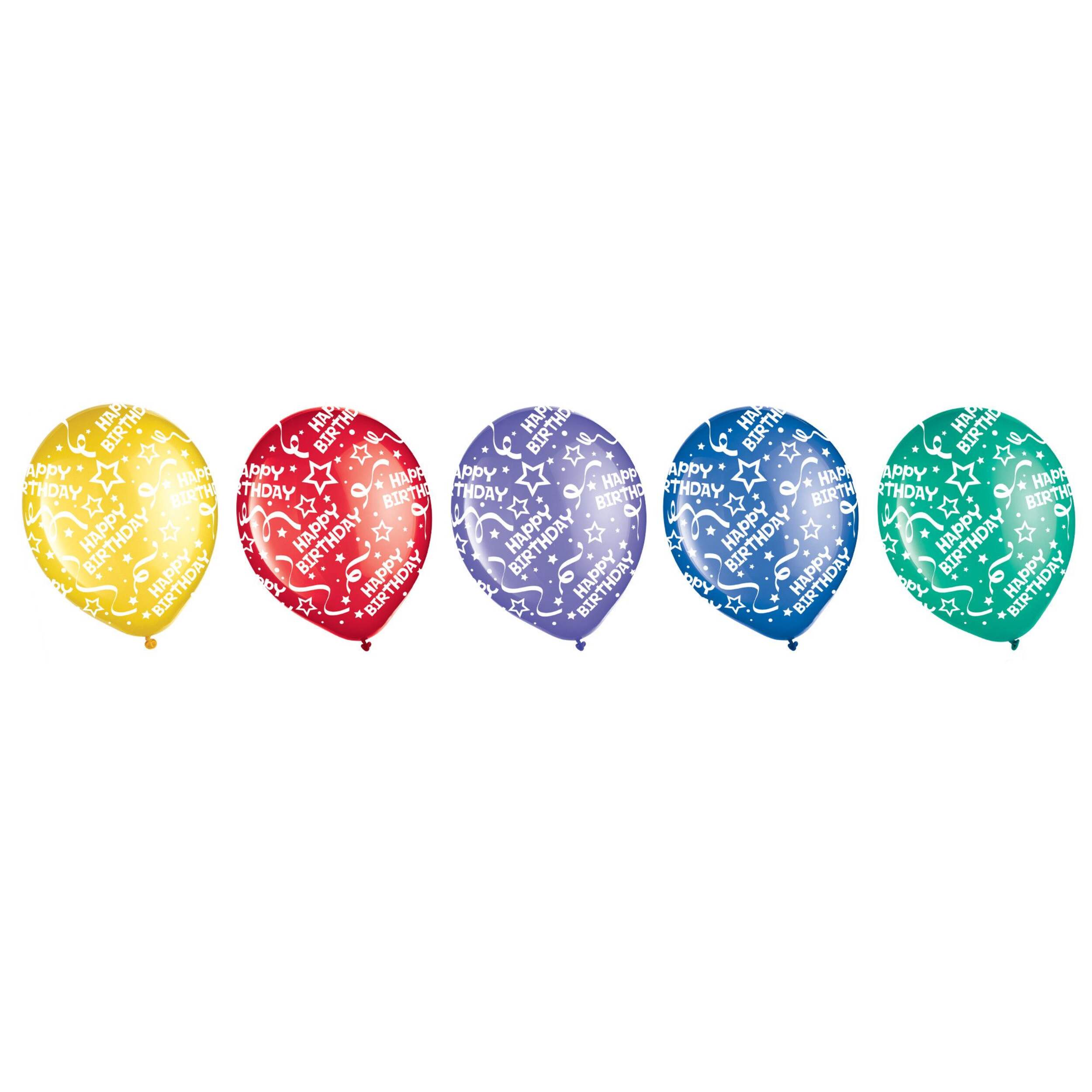 "Happy Birthday" Round Latex Balloons, Yellow/Red/Purple/Blue/Green, Confetti, 12-in, 20-pk, for Birthday Party