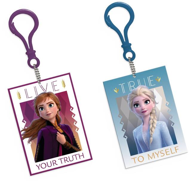 Disney Frozen "Live your Truth" Clip-On Keychains, Purple/Blue, 8-pk, for Birthday/Party Favour
