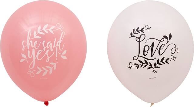 "She Said Yes" Round Latex Balloons, Pink, 12-in, 15-pk, for Engagement Party/Bachelorette