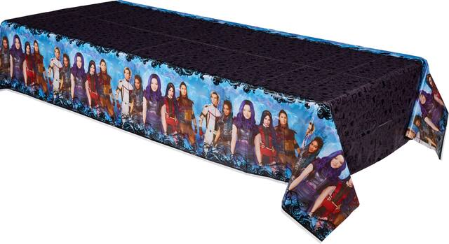 Disney Descendants Rectangle Plastic Reusable Table Cover, Black/Blue, 54x96-in, for Birthday Party