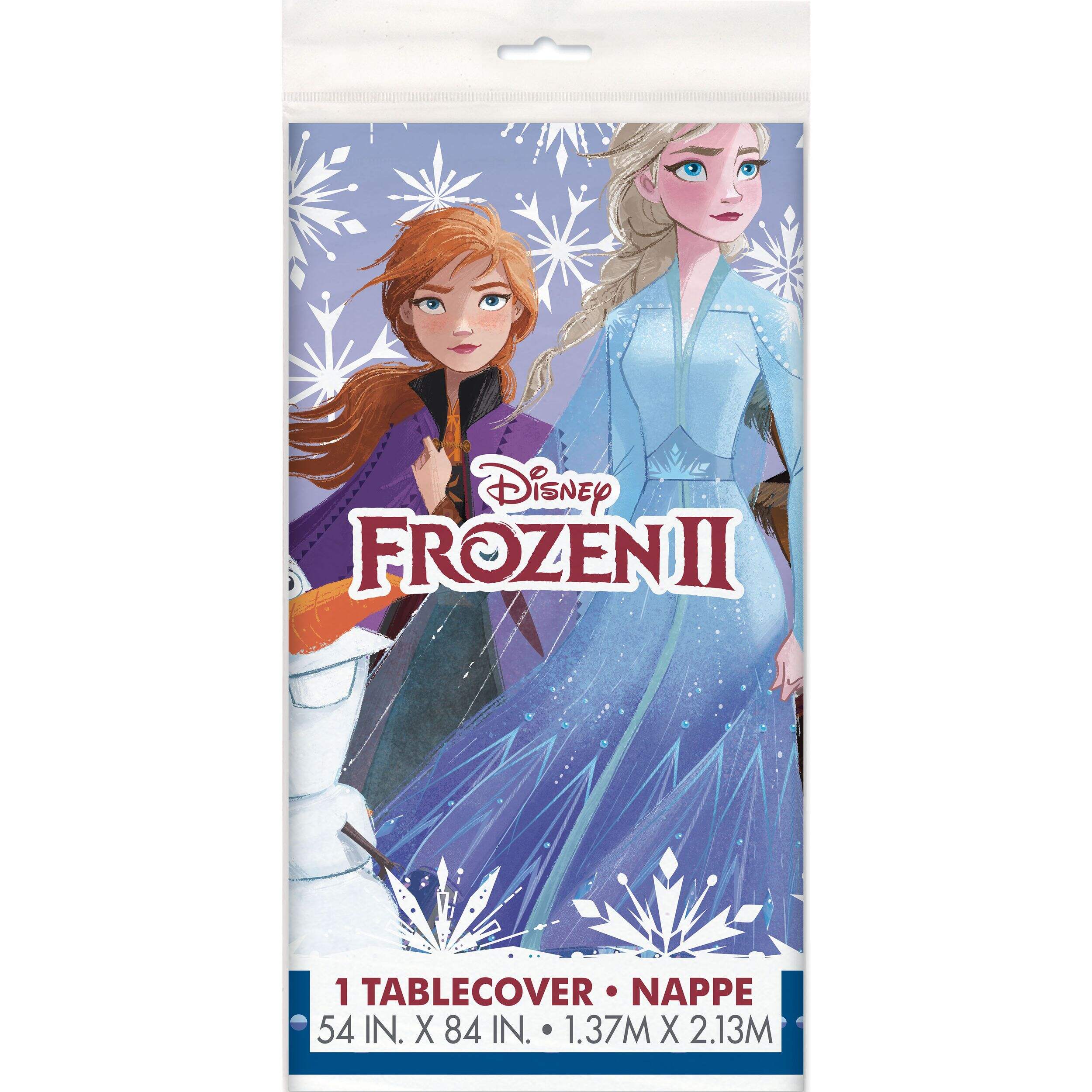 Disney Frozen Rectangle Plastic Reusable Table Cover, Blue, 54x96-in, for Birthday Party