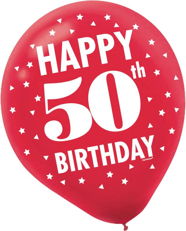 Here's to 50 Birthday Balloons, 15-pk