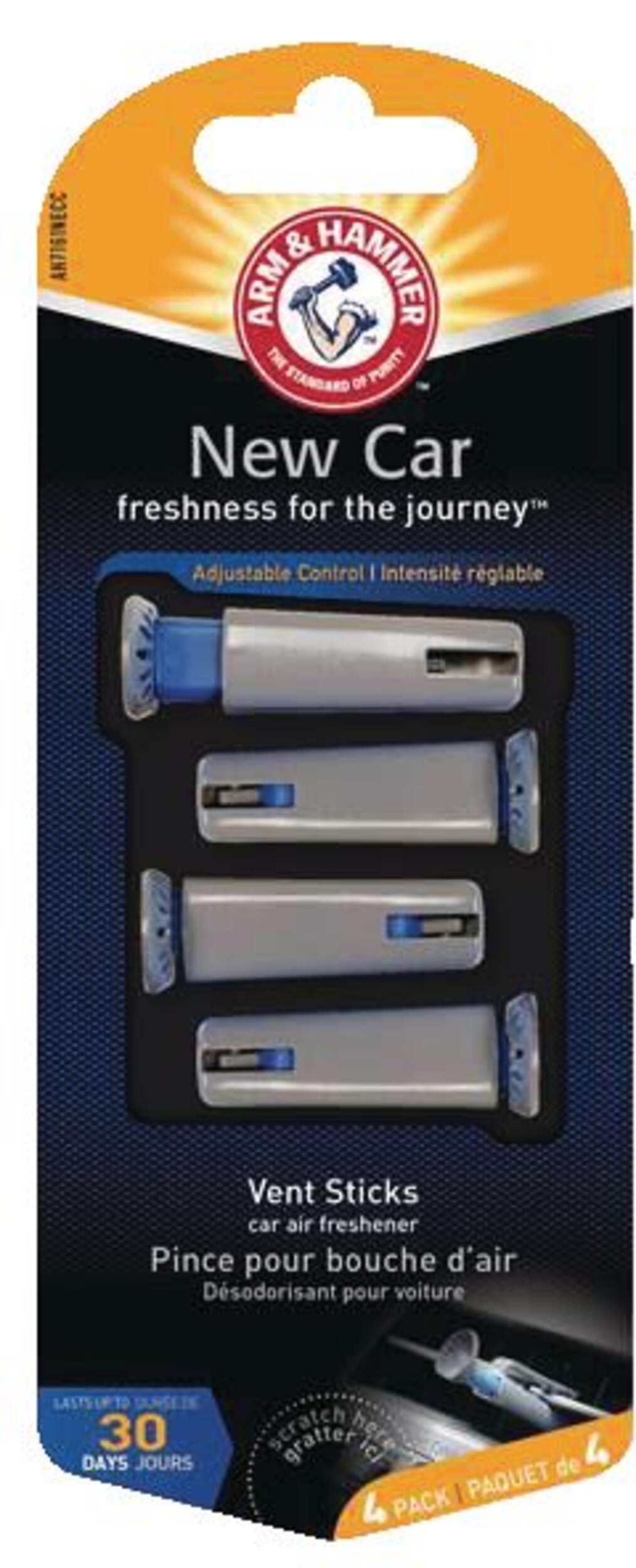 Arm & Hammer New Car Vent Stick Pro Car Air Freshener, 4-pk