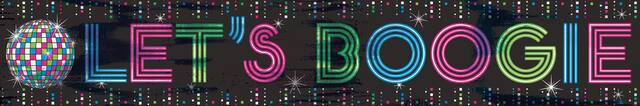"Let's Boogie" Hanging Garland Banner Decoration, Black, 25-ft, for Disco/Retro Decade Party