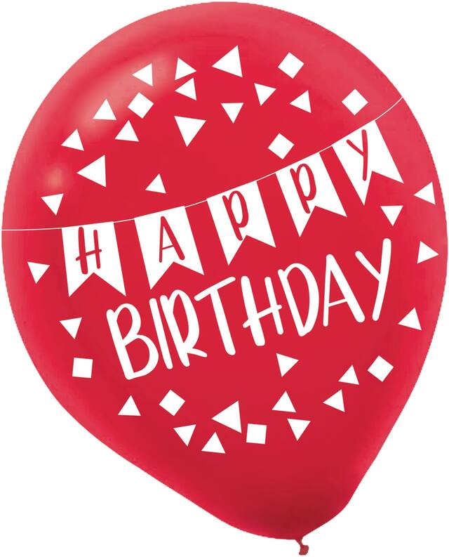 A Reason to Celebrate "Happy Birthday" Round Latex Balloons, Green/Blue/Red, 12-in, 15-pk, for Birthday Party