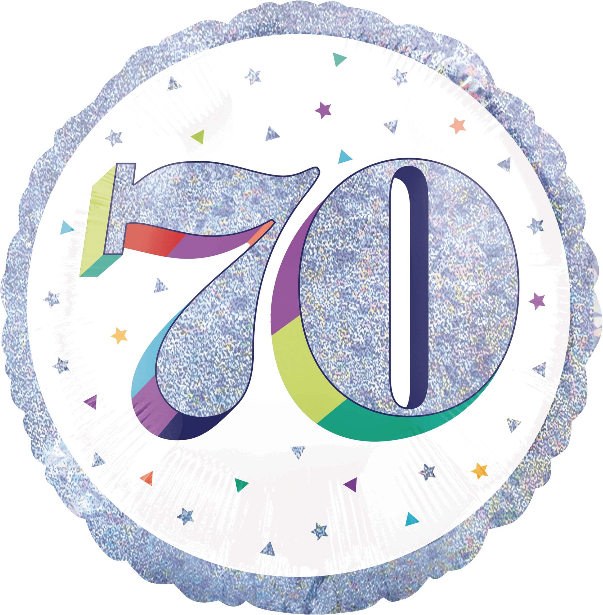 Prismatic Rainbow 70th Birthday Balloon, 18-in