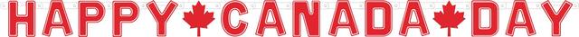 "Happy Canada Day" Hanging Garland Banner Decoration, Red, Maple Leaf, 8-in, for Canada Day