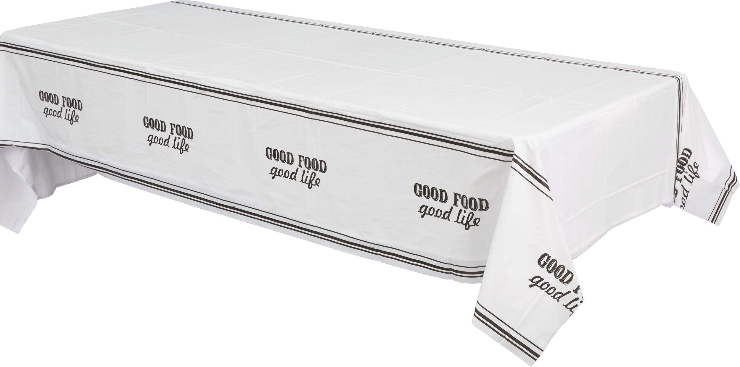 "Good Food Good Life" Easy-Clean Reusable Plastic Table Cover