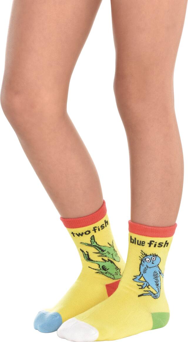 Adult Dr. Seuss "One Fish, Two Fish" Ankle Socks, Yellow, One Size, Wearable Accessory for Birthdays