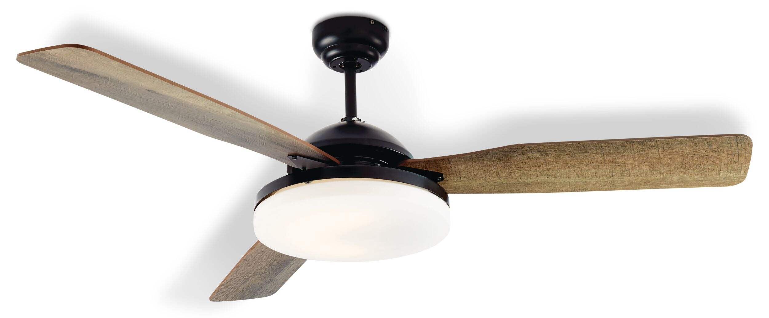 NOMA Kyler Reversible 3-Blade 3-Speed Ceiling Fan with LED Lighting & Remote, 52-in, Brown Oak/Distressed Walnut