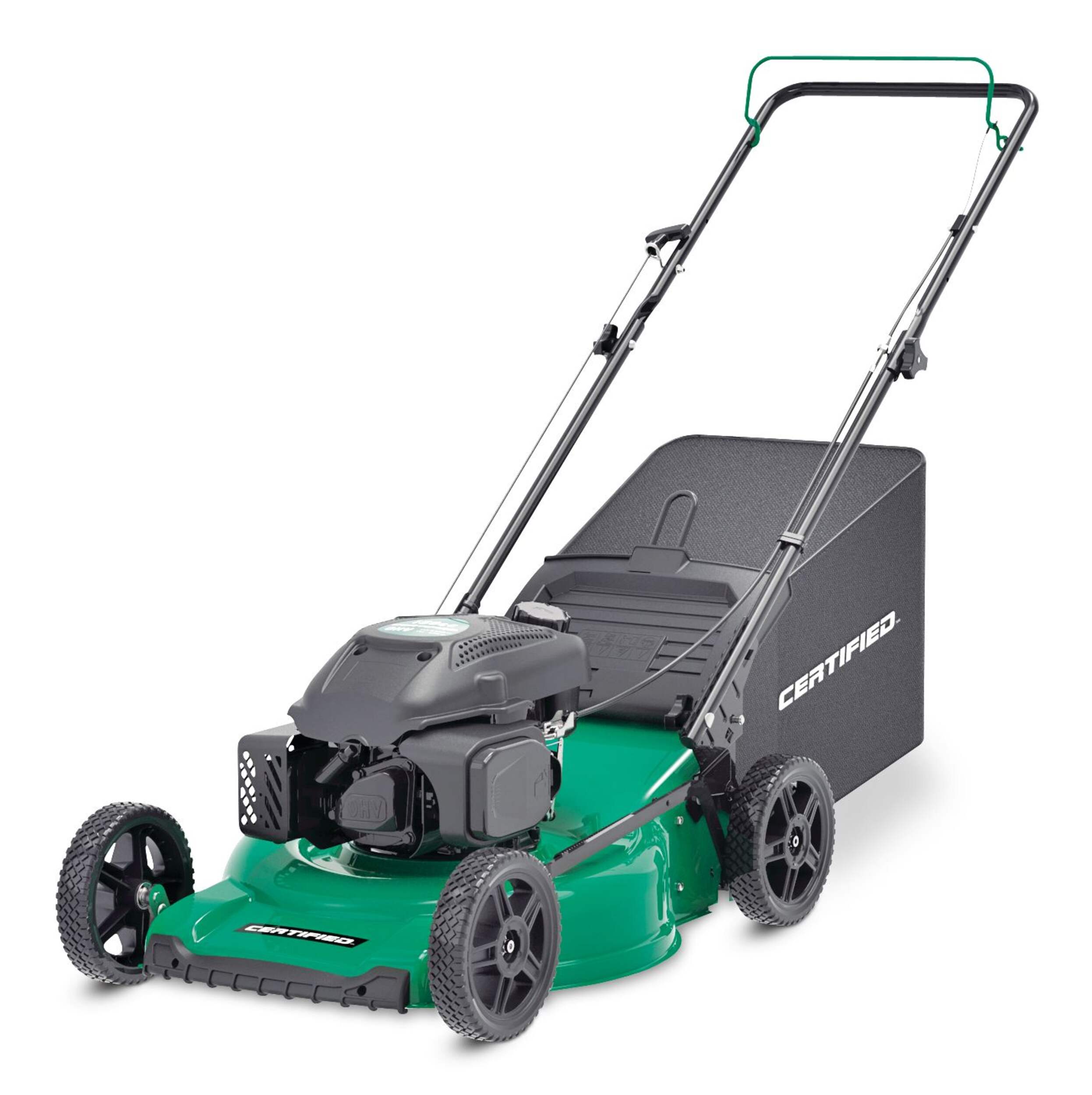 Certified 2-in-1 150cc Gas Engine Walk Behind Push Lawn Mower with Rear Bag, 21-in