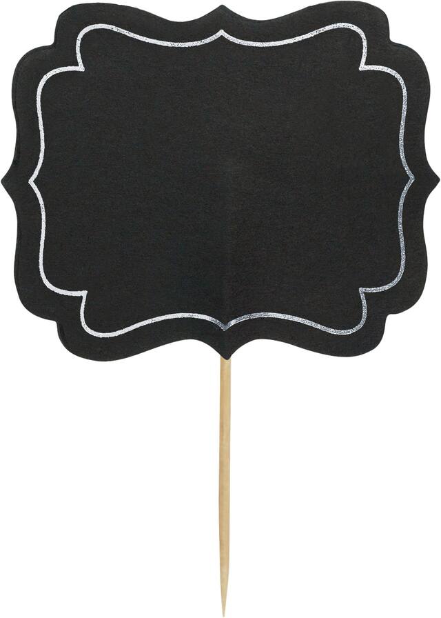 Customizable Chalkboard Label Party Picks, Black, 3.5-in, 24-pk, for Baby Shower/Birthday Party/New Year's Eve