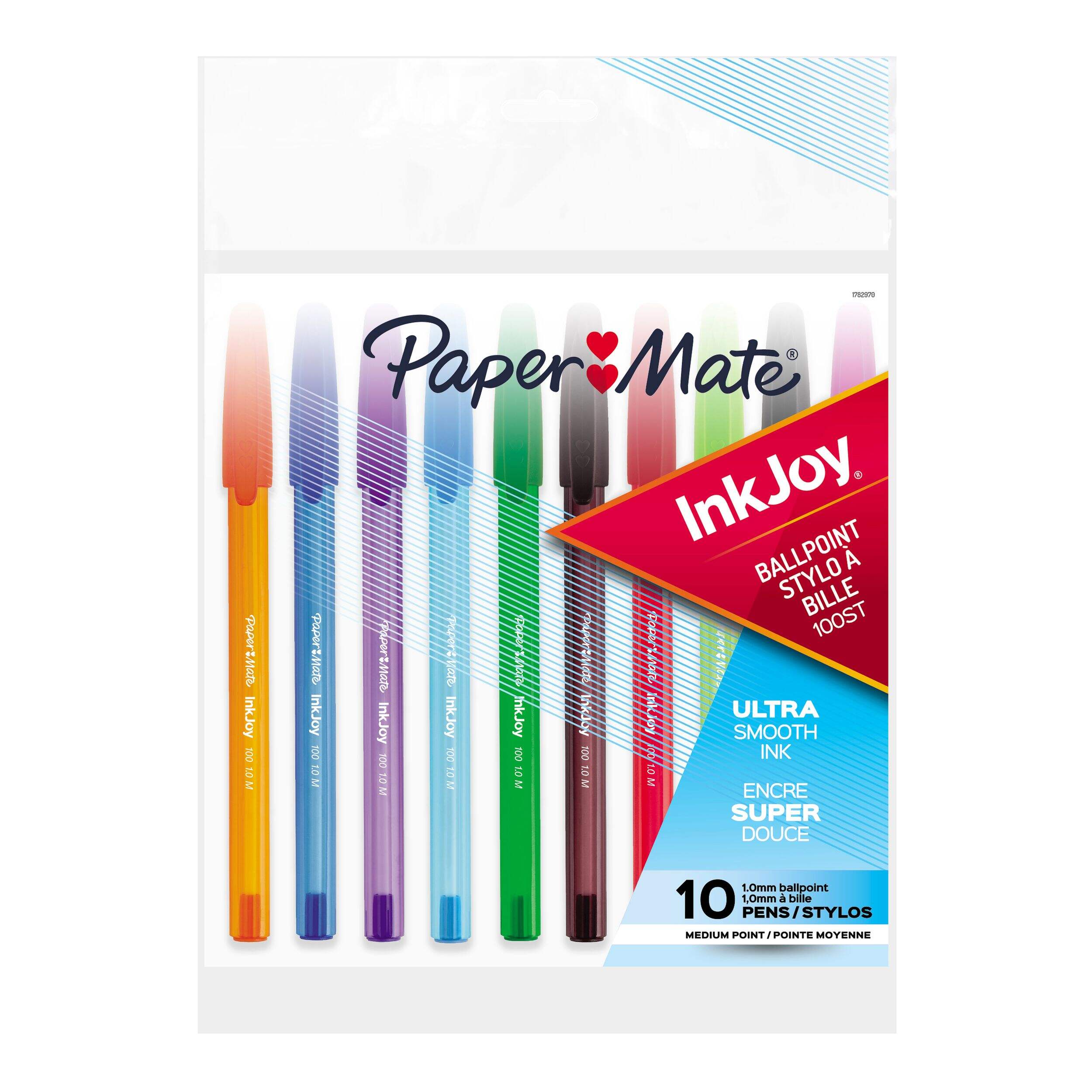 Paper Mate InkJoy 100ST Ballpoint Pens, Medium Point (1.0mm), Assorted Colours, 10 Count