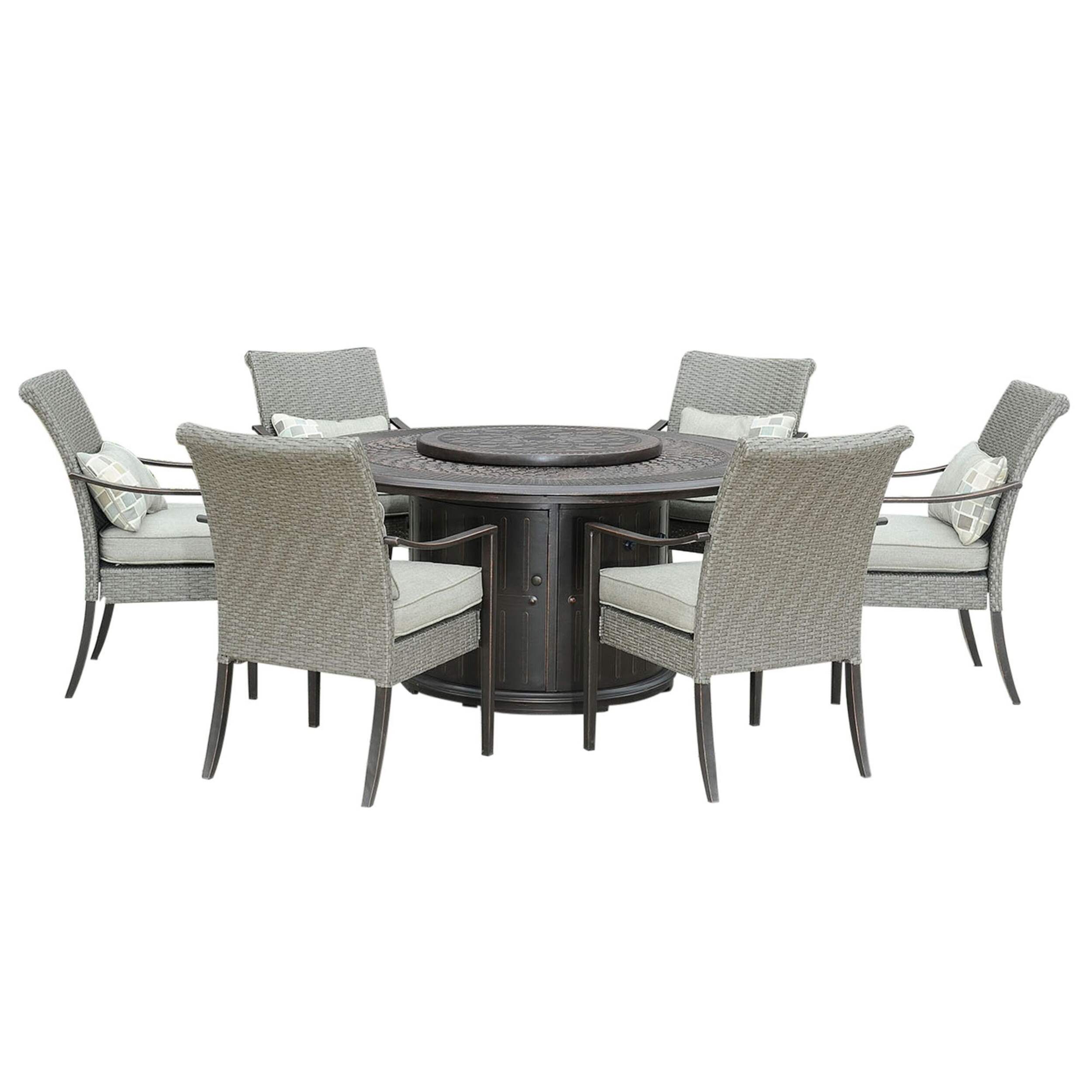 Sunjoy Sangria Dining Set With LP Fire Table, 7-pc