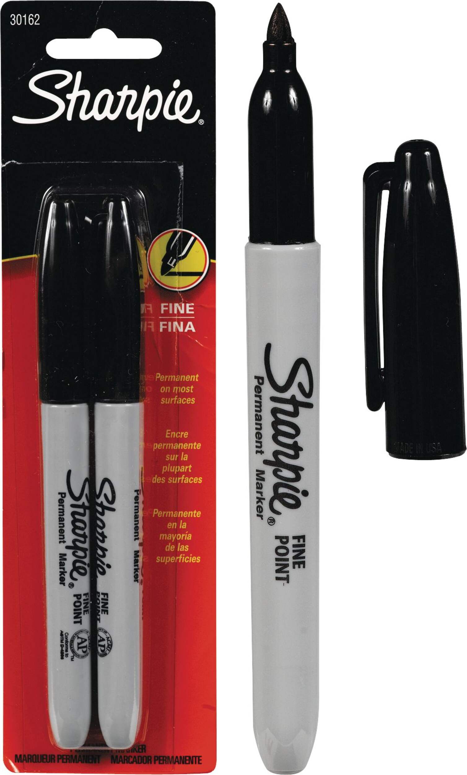 Sharpie Permanent Markers, Fine Point, Black, 2 Count