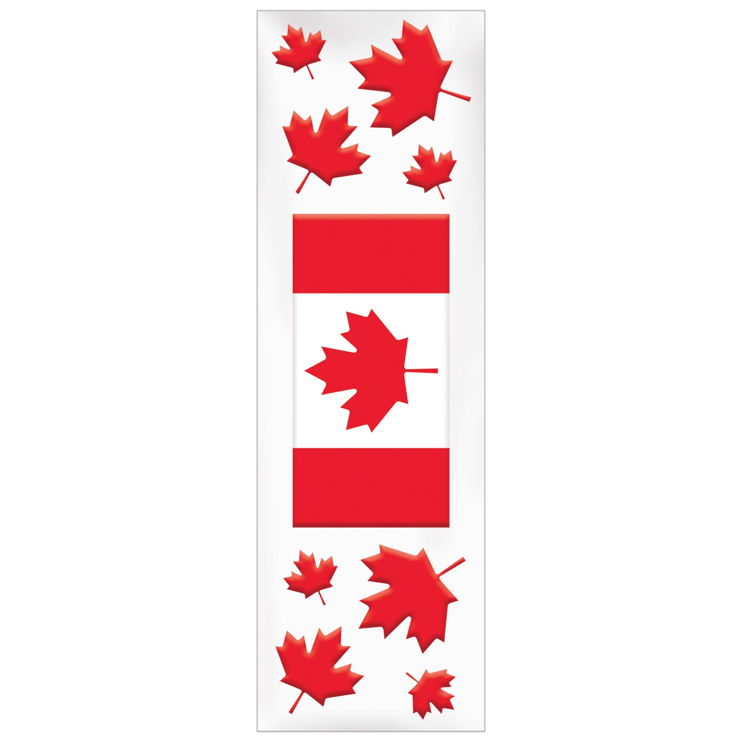 Maple Leaf Wall & Window Gel Cling Decal Decorations, Red/White, 6.5-in, 9-pk, for Canada Day