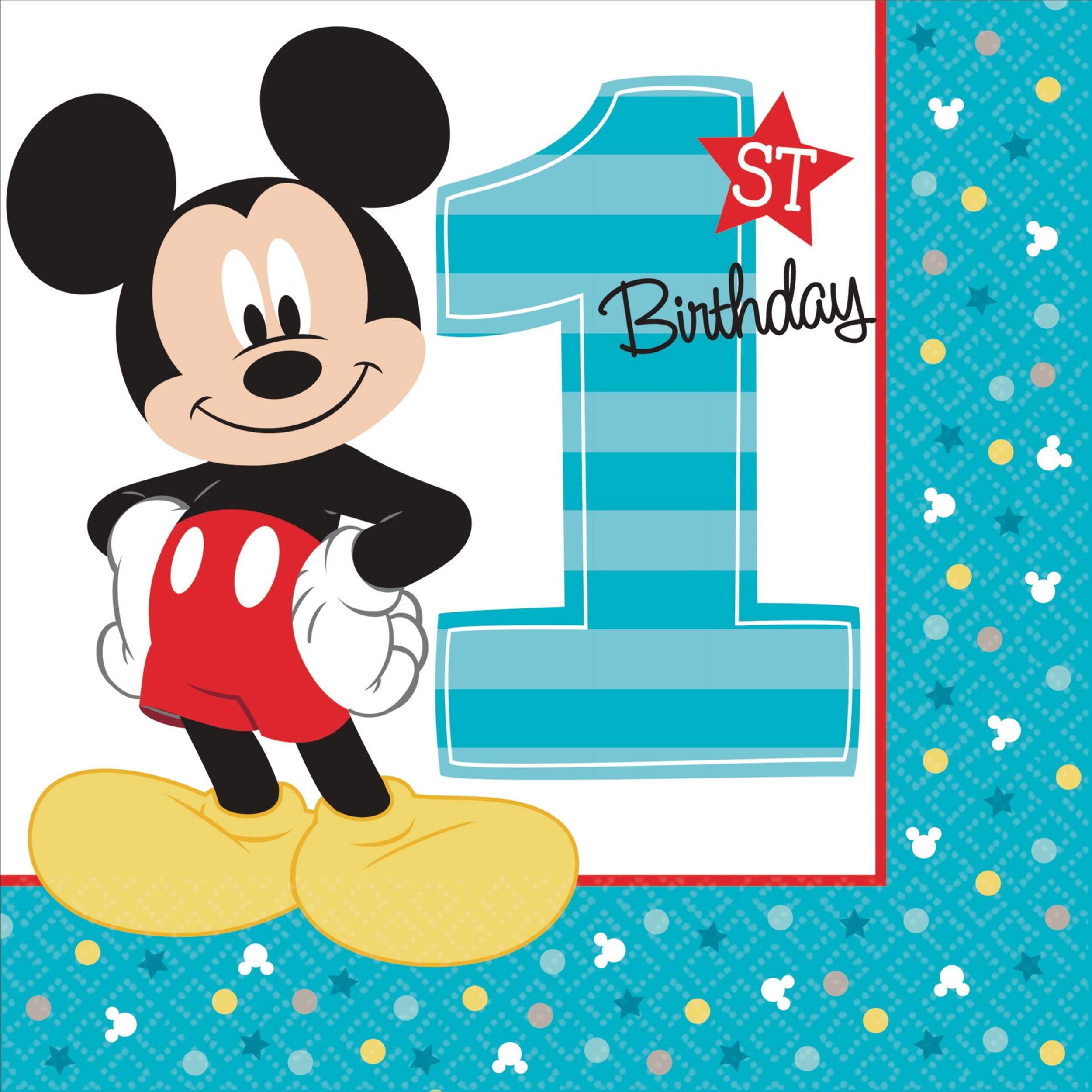 1st Birthday Mickey Mouse Lunch Napkins, 16-pk