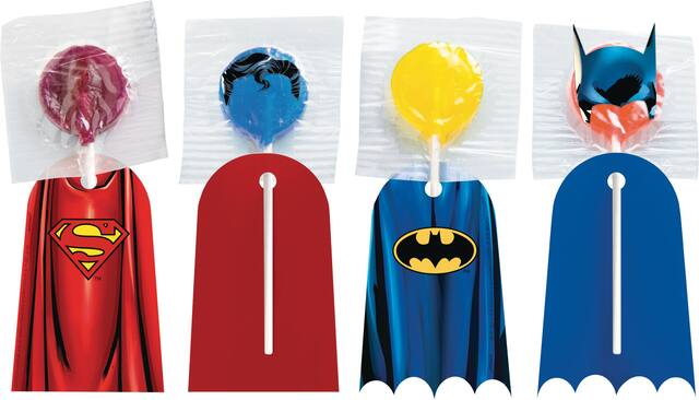 Batman & Superman Lollipop Capes, Red/Blue, 16-pk, for Birthday/Party Favour