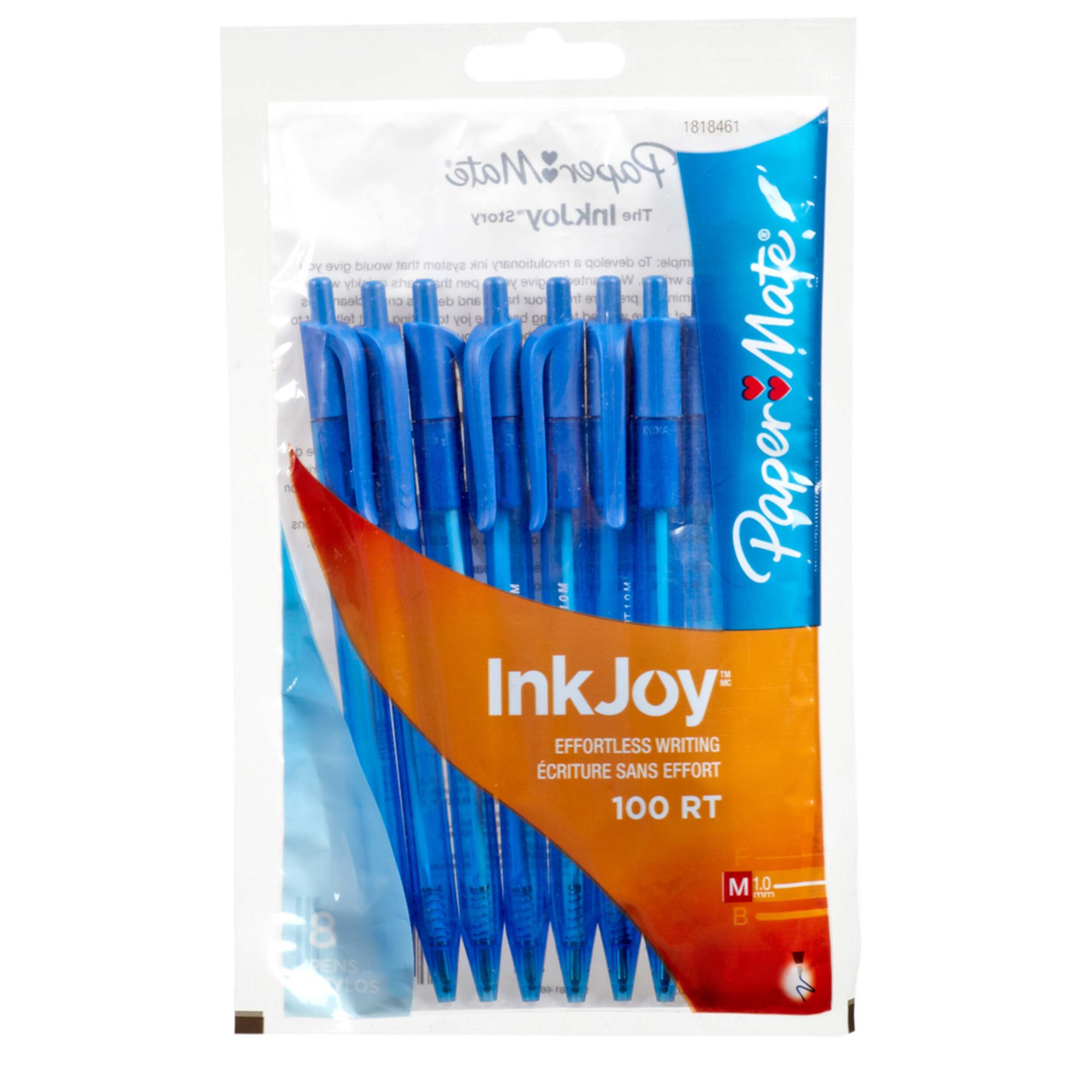 Paper Mate InkJoy 100 RT Medium Point Pens, Blue, 8-pk