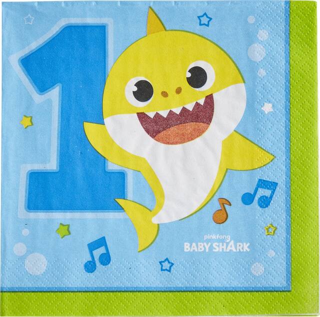 Baby Shark 1st Birthday Lunch Napkins, 16-pk