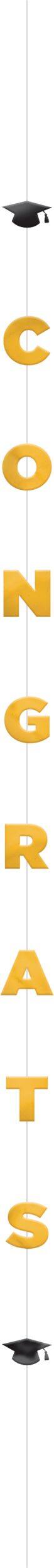 "Congrats" Letter Balloon Tail Accessory, Gold, 6-ft, for Graduation