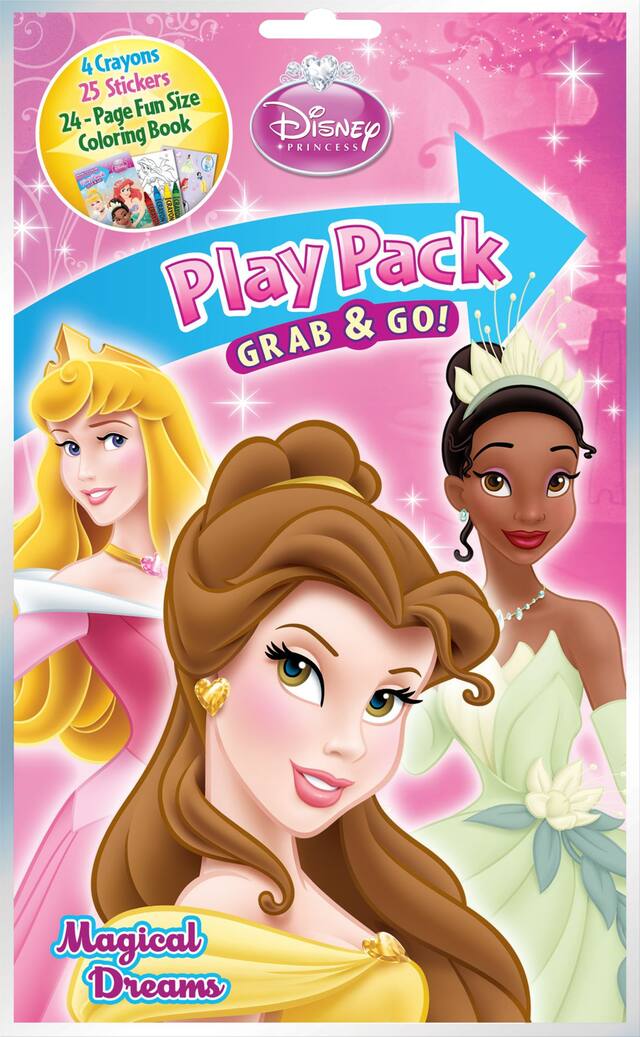Disney Princess Once Upon A Time Colouring & Activity Book with Crayons & Stickers, Black/White, 24 Pages, Ages 4+, for Arts & Crafts/Birthday Favour