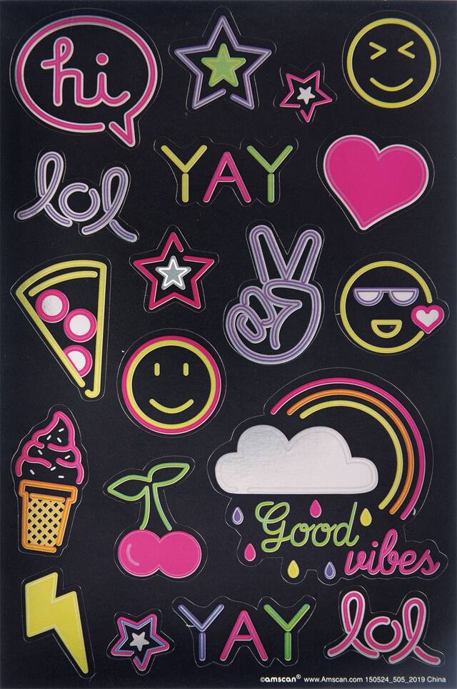Neon Summer Fun Stickers, 3-pk