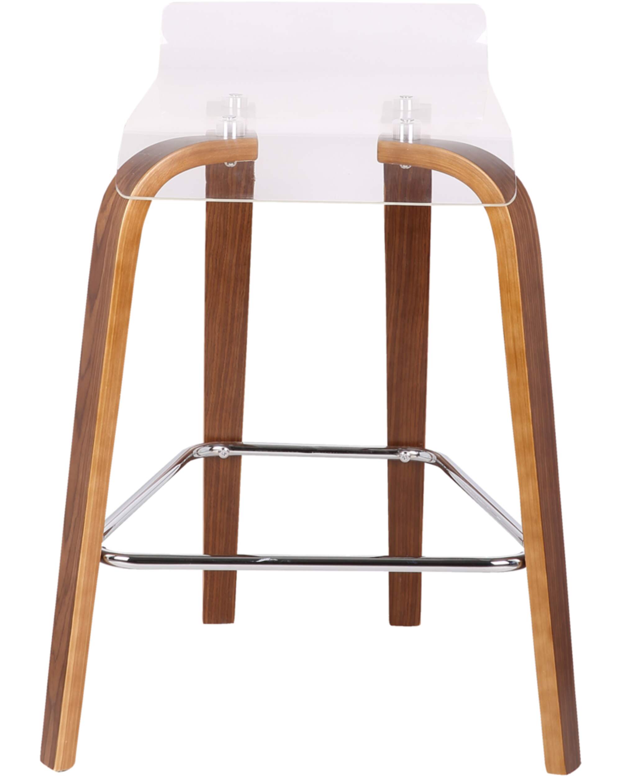LumiSource Clarity Acrylic Counter Stool, Walnut/Clear