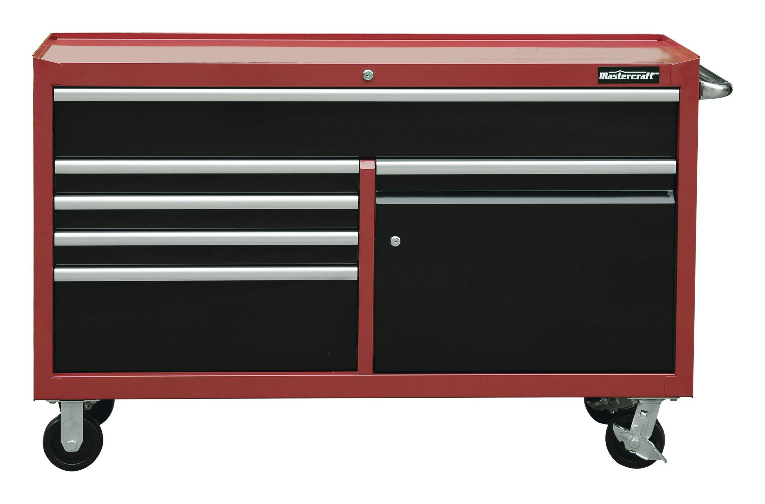 Mastercraft Rolling Tools Storage Cabinet w/ 6 Drawers, Red, 53-in