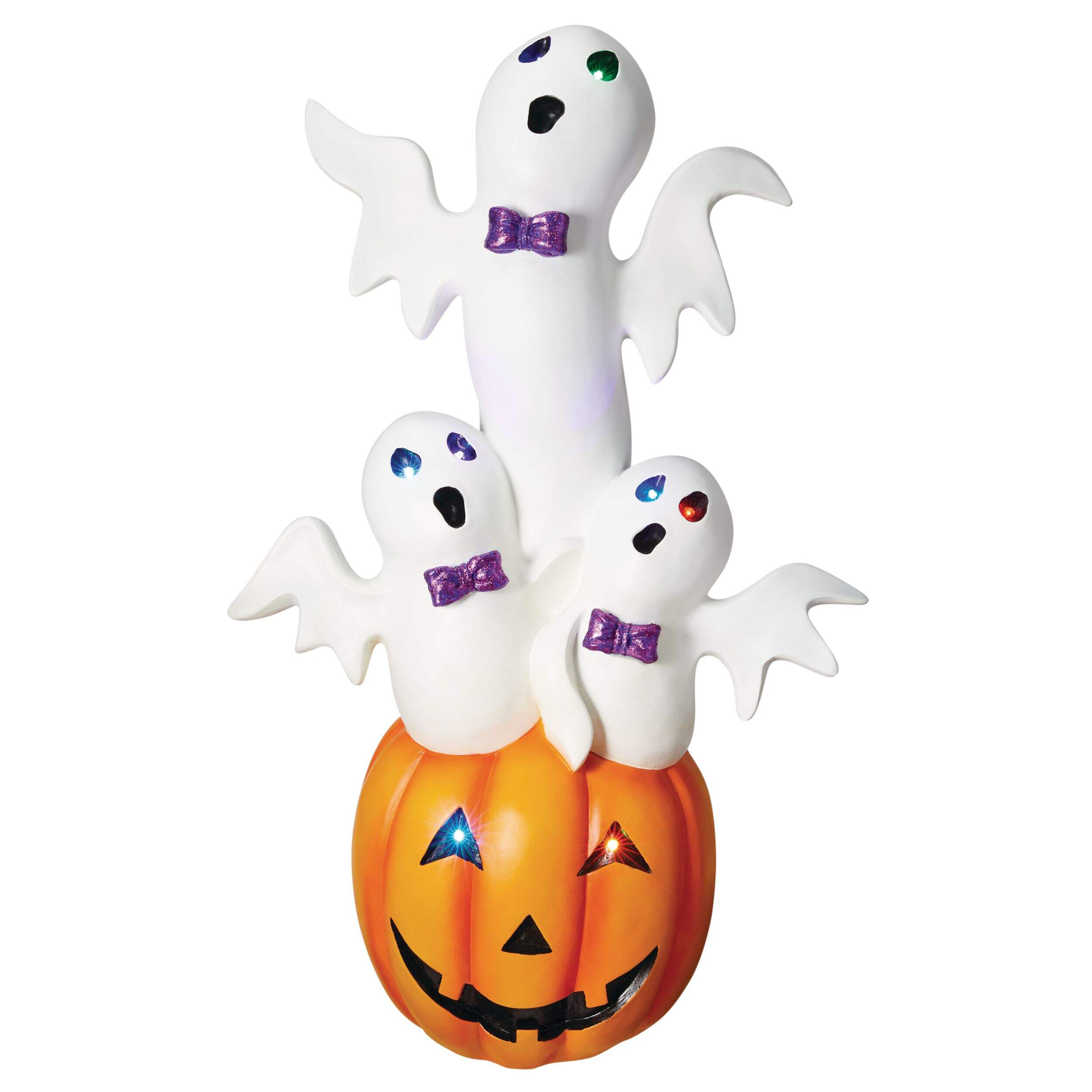 For Living Three Ghosts with Pumpkin, 8 LED Lights for Halloween Decorations, Orange, 3-ft