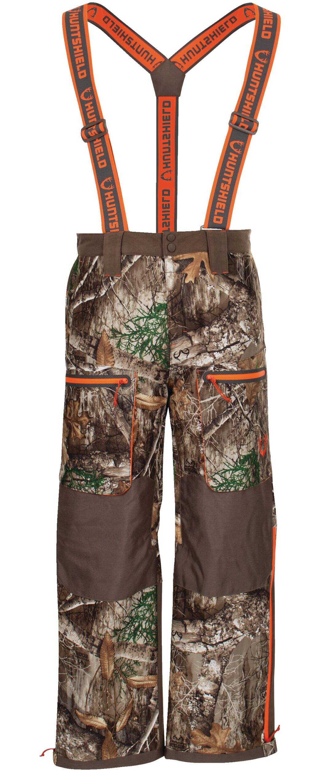 Huntshield Men's Cargo Insulated Waterproof Suspender Hunting Pants, Realtree Edge Camo