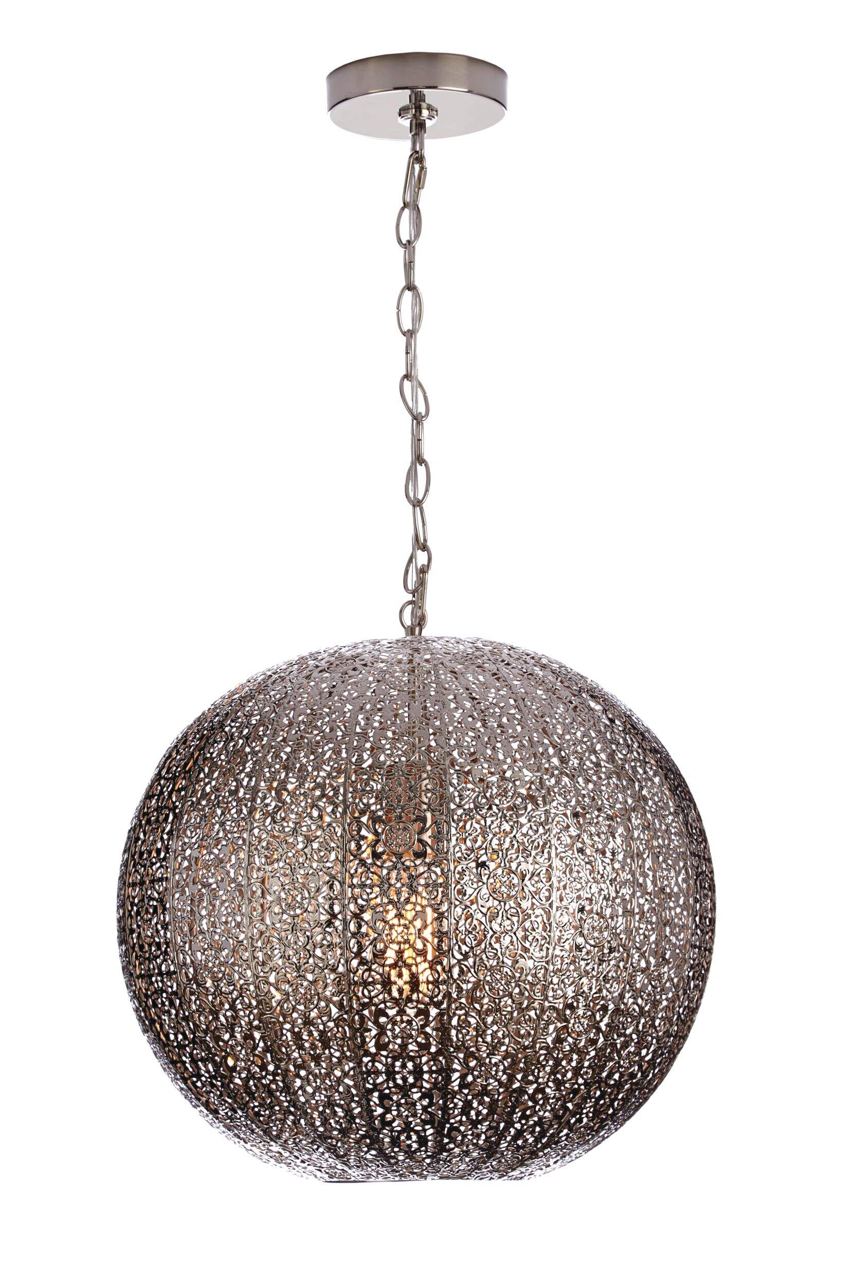 CANVAS Atlas Fabric Shade Ceiling Pendant Light Fixture, Chrome