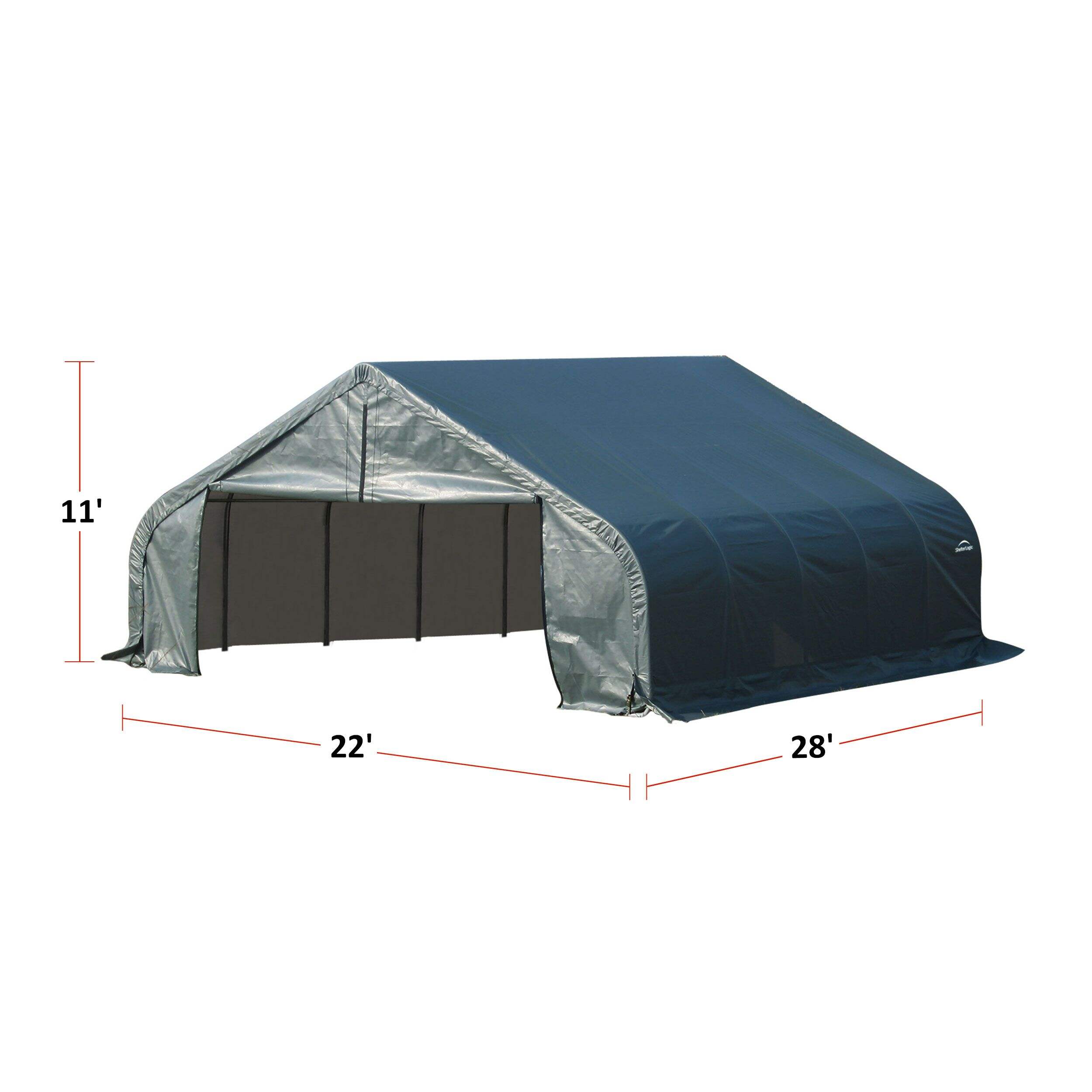 ShelterLogic ShelterCoatÃ¢Â?Peak Style Auto Shelter, Green, 22-ft x 28-ft x 11-ft