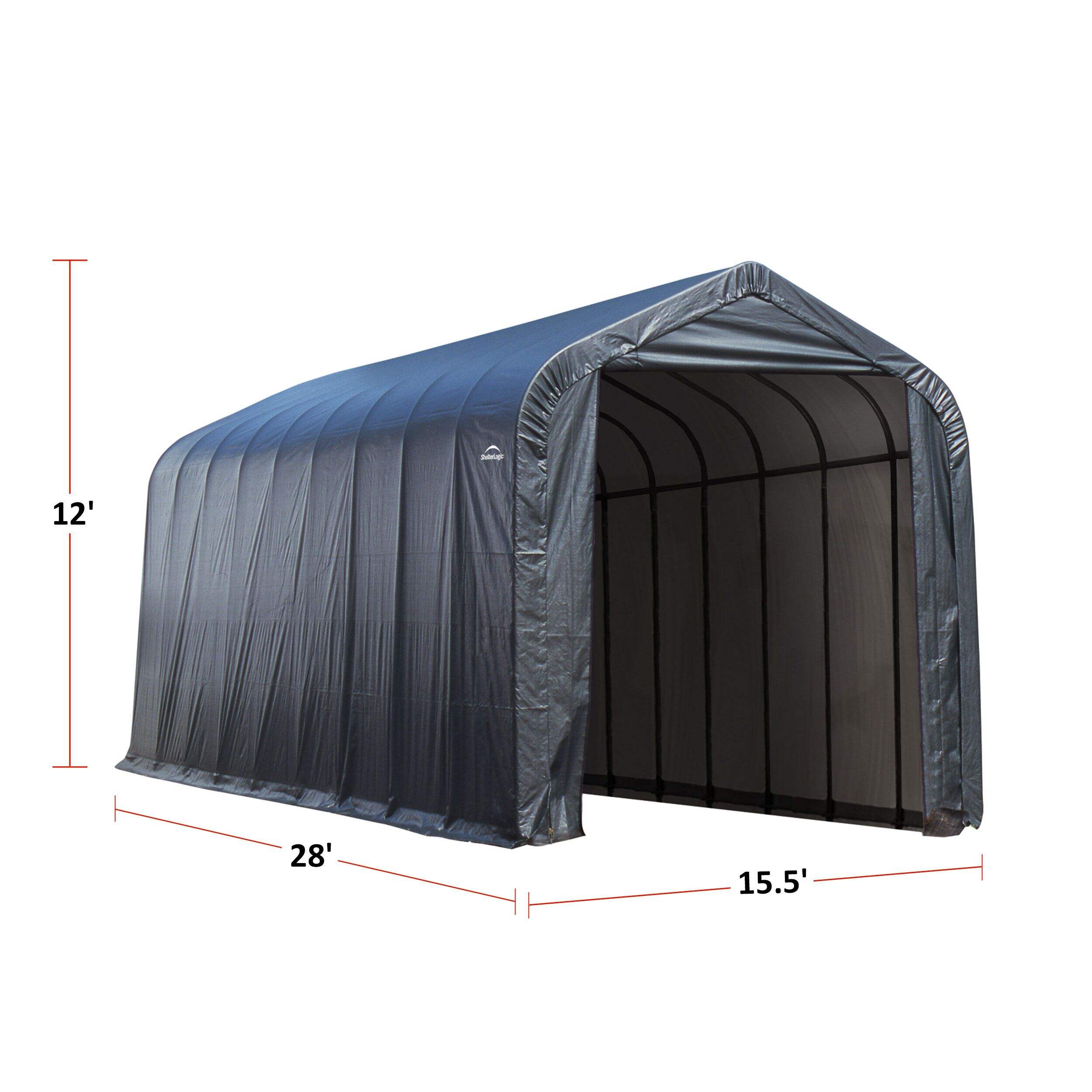 ShelterLogic ShelterCoatÃ¢Â?Water Resistant Peak Portable Garage Auto Shelter w/UV Protection, 14 x 28 x 12-ft