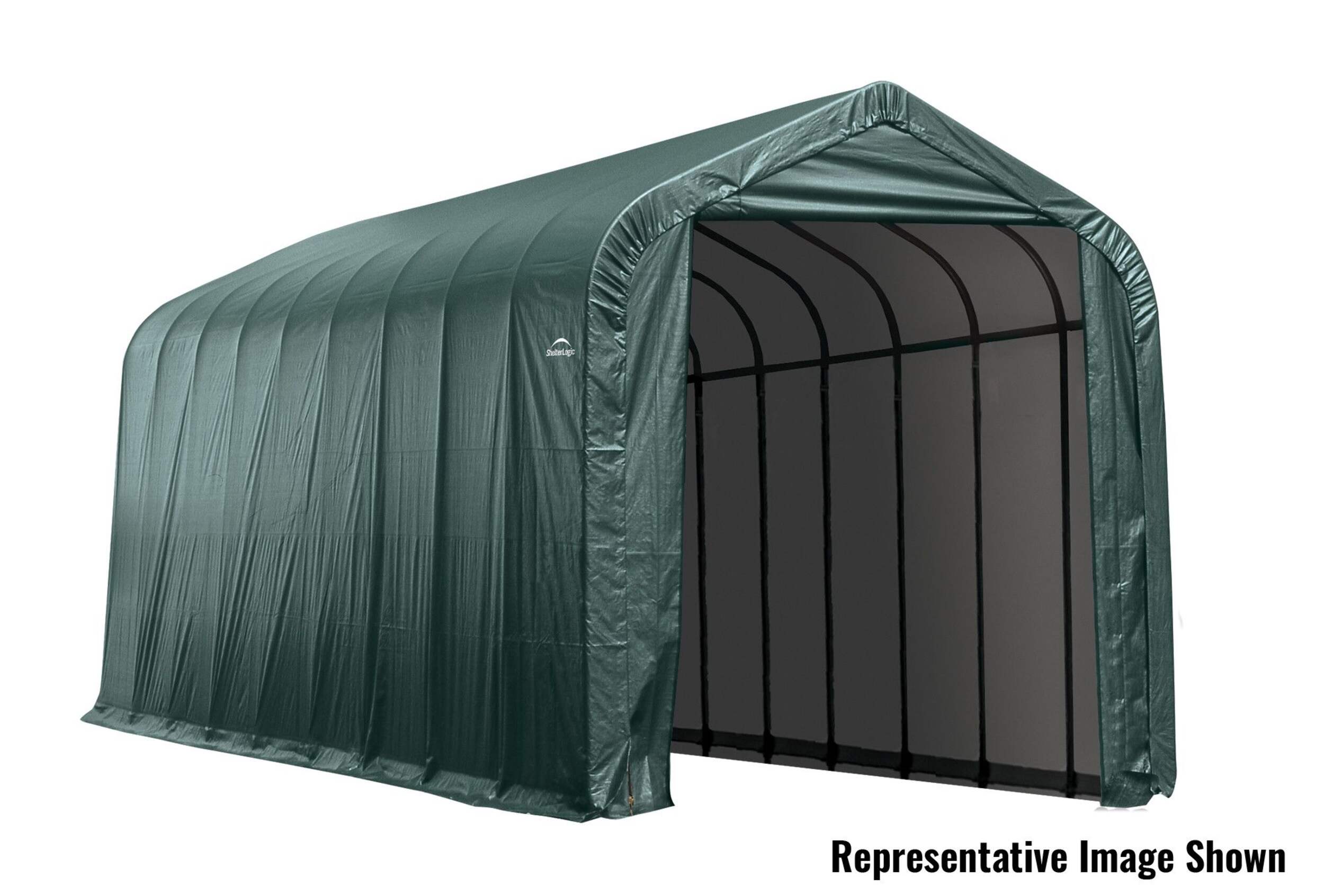 ShelterLogic ShelterCoatÃ¢Â?Peak Style Auto Shelter, Green, 14-ft x 28-ft x 12-ft