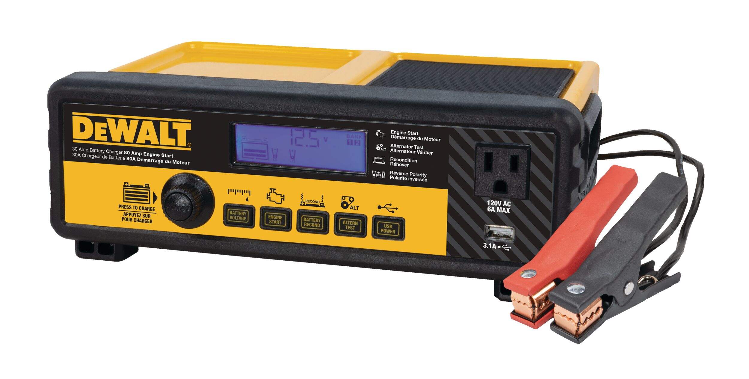 DEWALT DXAEC801BCA Battery Charger/Maintainer, 30-Amp, 12V, with 80-Amp Engine Start