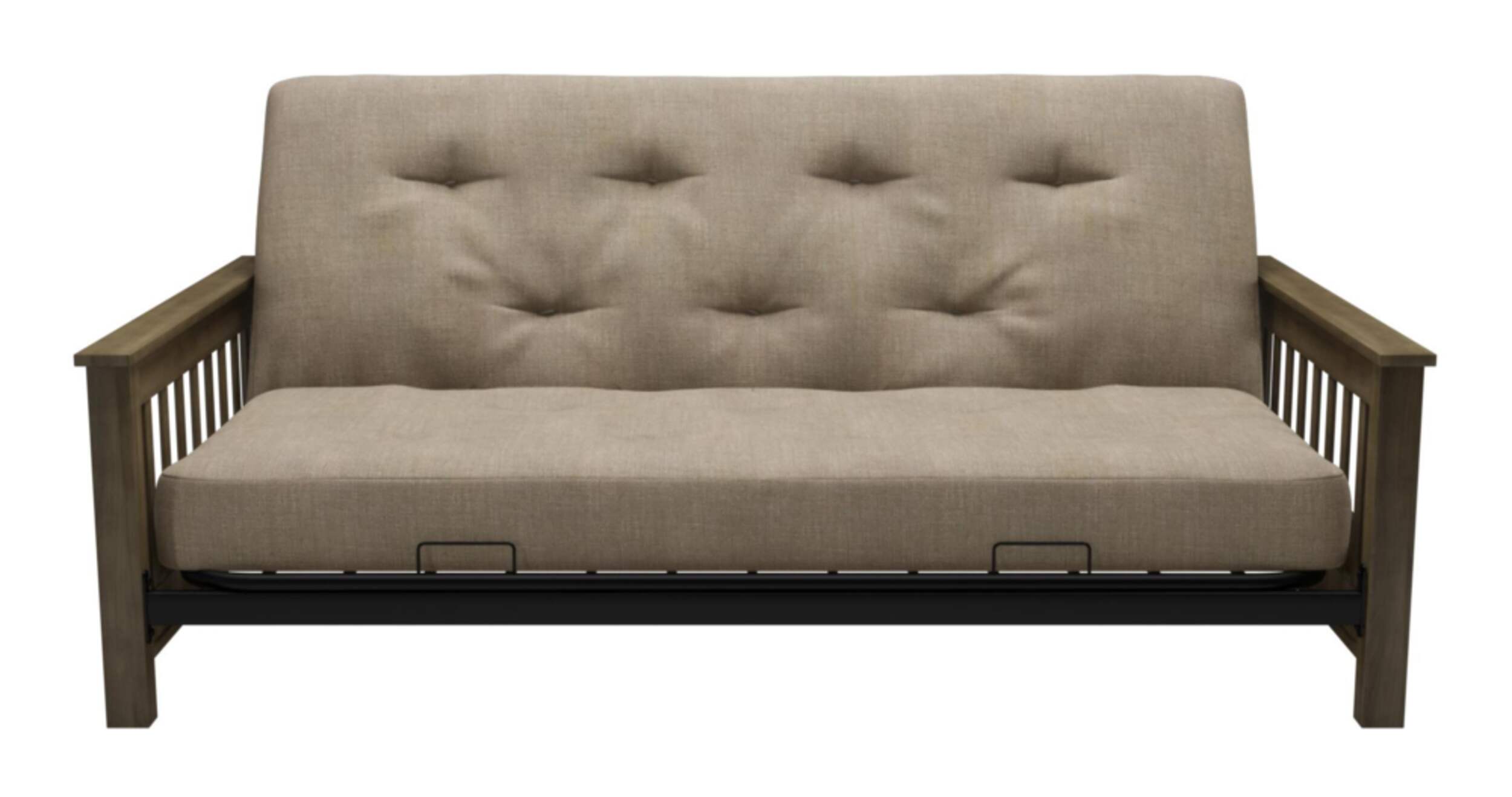 Dorel Comfort Wood Arm Futon with Coil Mattress, Blue