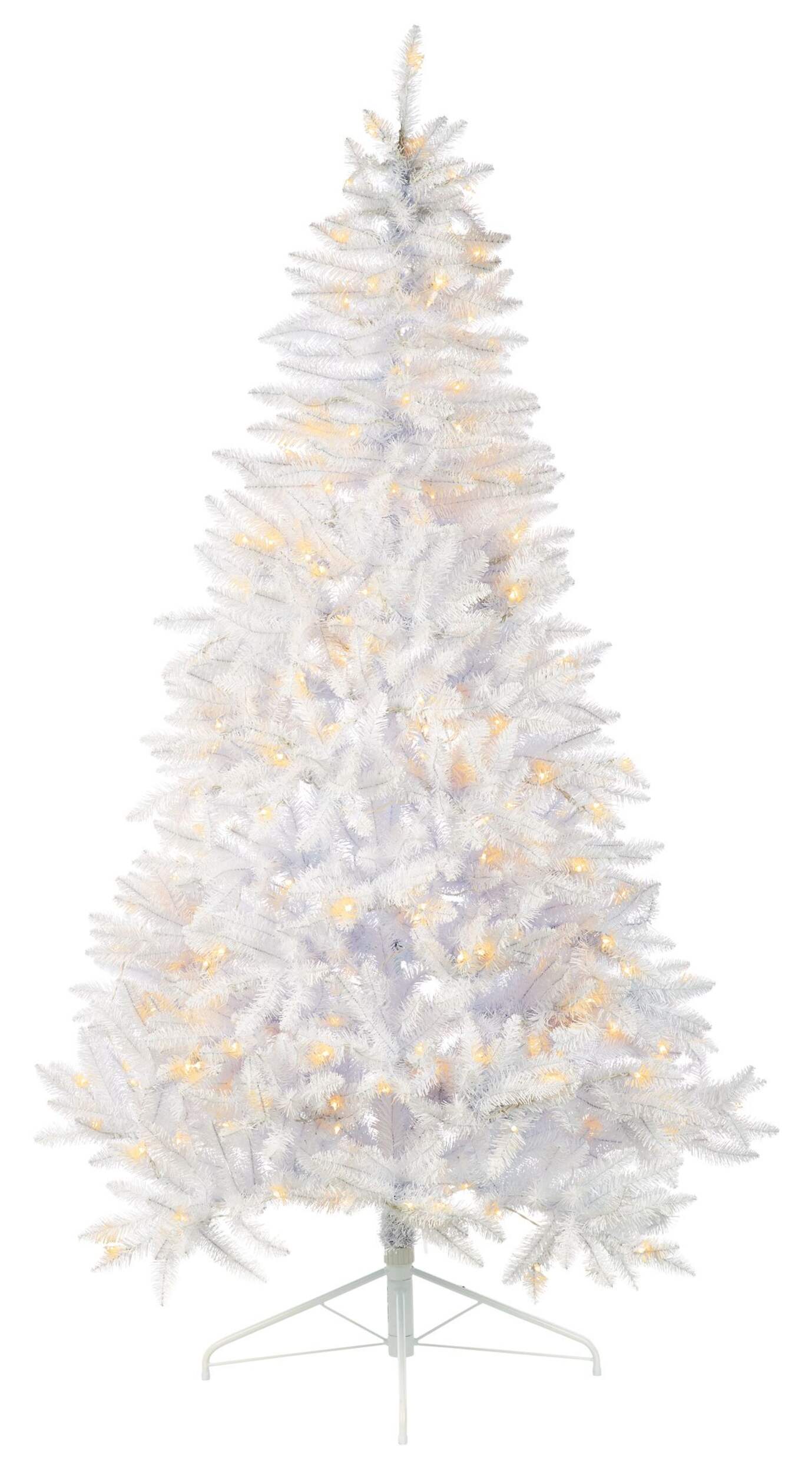 NOMA White Low Glow Pre-Lit Half Christmas Tree, 7-ft