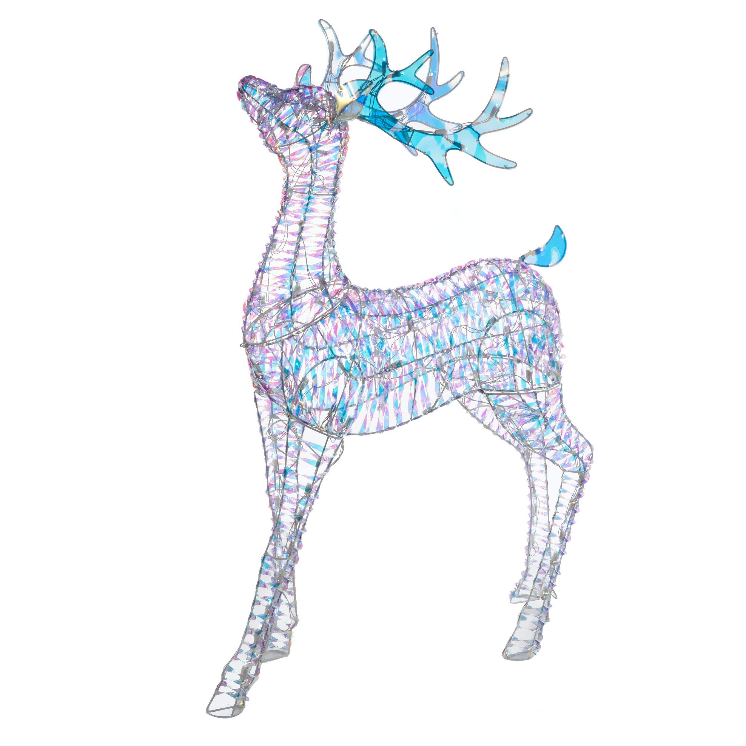 CANVAS Iridescent Winter Deer Christmas Decorations, 205 Cool White LED Lights, 4-ft