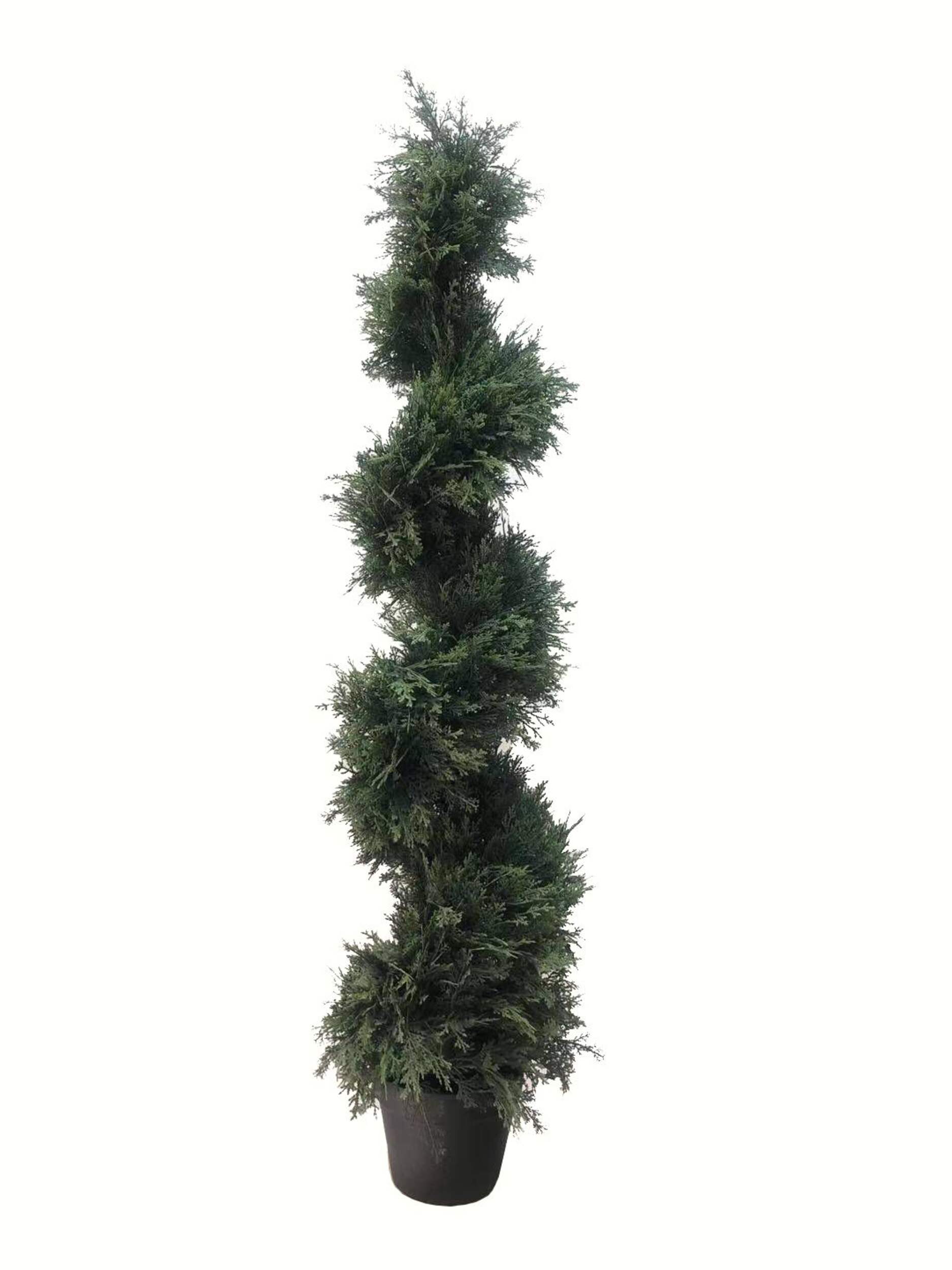CANVAS Artificial Indoor Cedar Spiral Topiary Plant in Plastic Pot, 4-ft