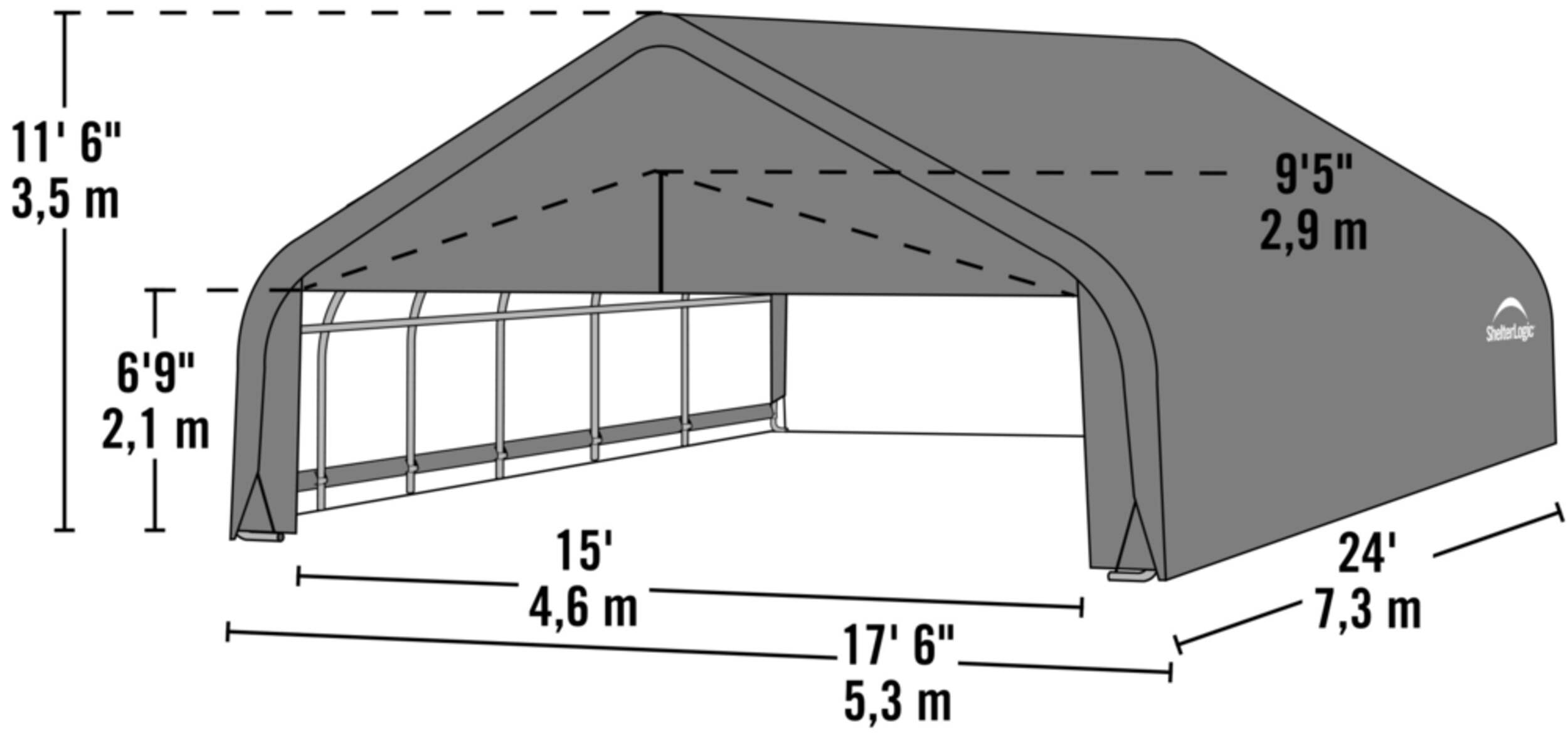 ShelterLogic Peak Style Shelter, Green
