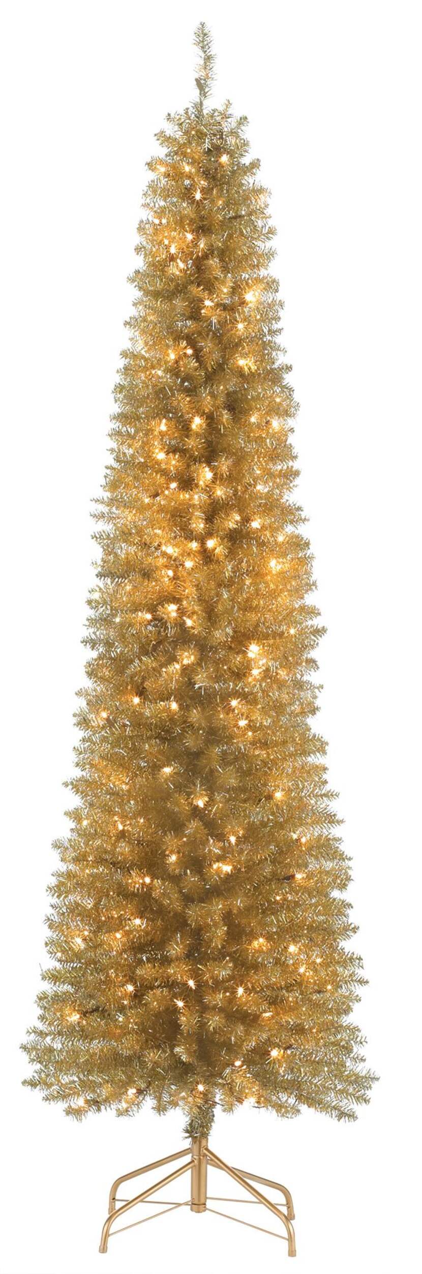 NOMA Pre-Lit Slim Metallic Christmas Tree, 6.5-ft